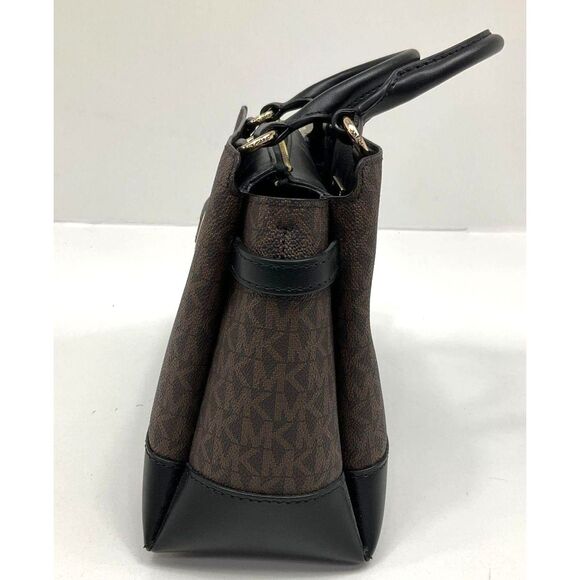 NWT FS Michael Kors Brown Signature Print Small Crossbody Pebble Leather Handbag - Picture 3 of 4